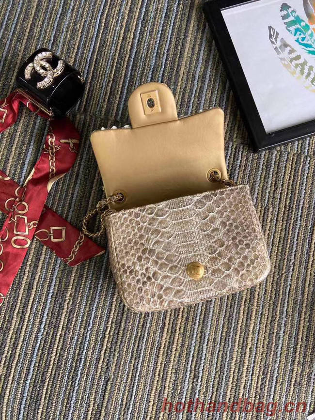 Chanel Original Small Snake skin flap bag AS1115 apricot