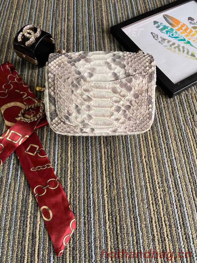 Chanel Original Small Snake skin flap bag AS1115 light grey