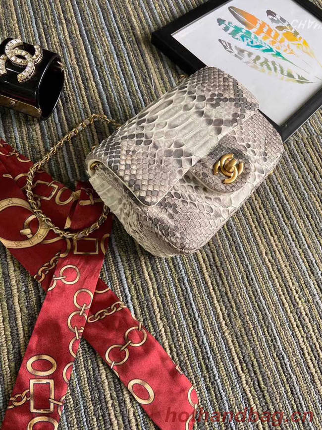 Chanel Original Small Snake skin flap bag AS1115 light grey