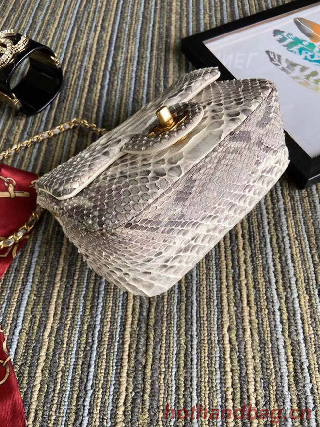 Chanel Original Small Snake skin flap bag AS1115 light grey