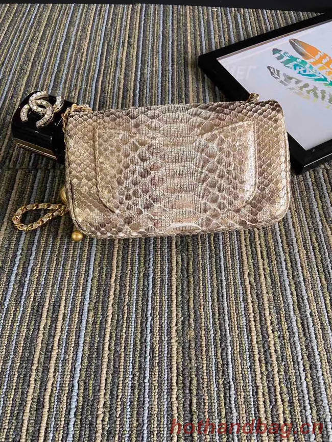 Chanel Original Small Snake skin flap bag AS1116 apricot