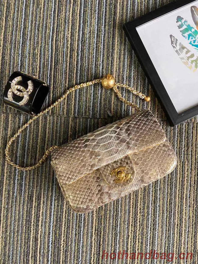 Chanel Original Small Snake skin flap bag AS1116 apricot