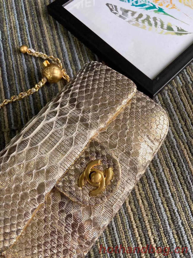 Chanel Original Small Snake skin flap bag AS1116 apricot