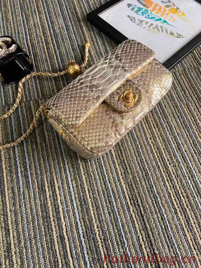 Chanel Original Small Snake skin flap bag AS1116 apricot