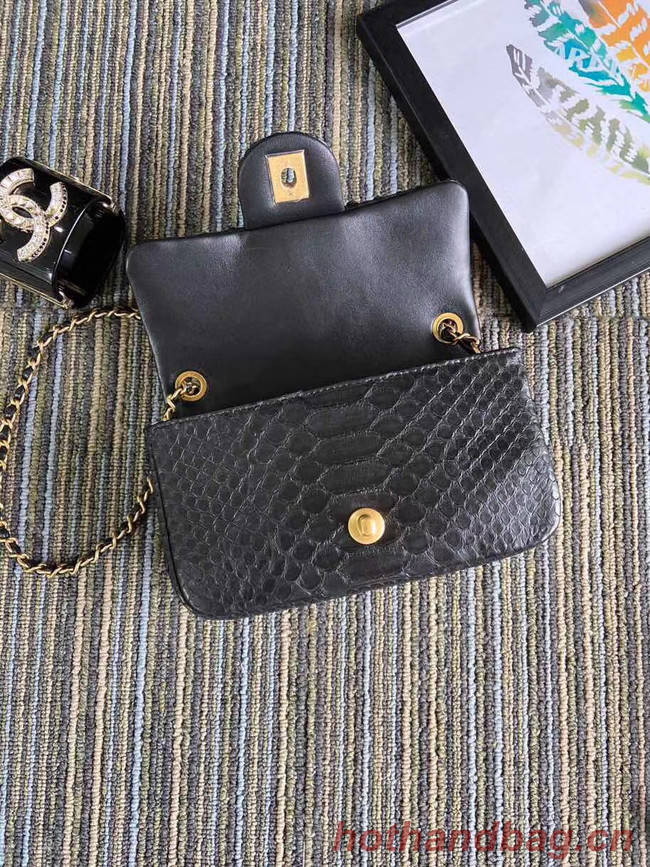 Chanel Original Small Snake skin flap bag AS1116 black