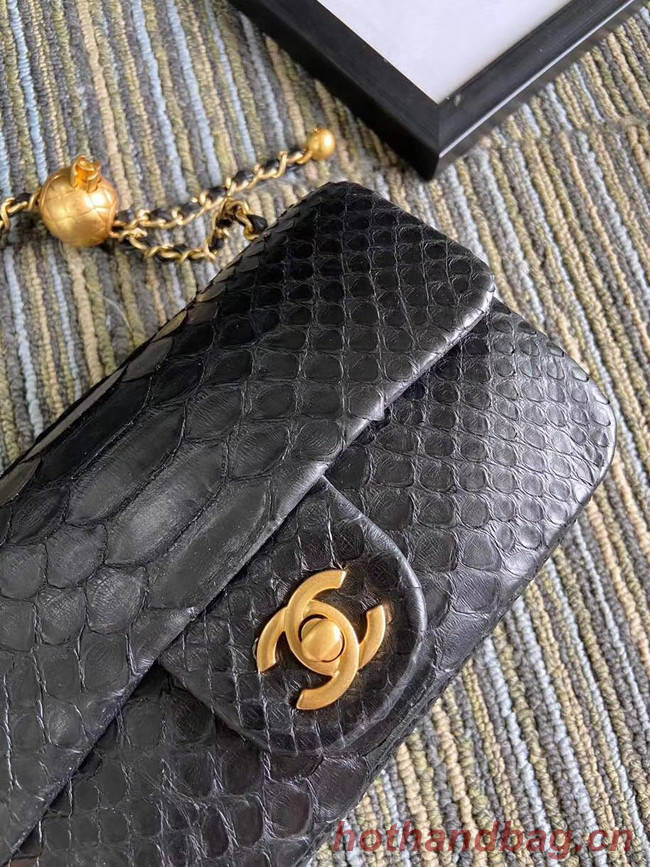 Chanel Original Small Snake skin flap bag AS1116 black