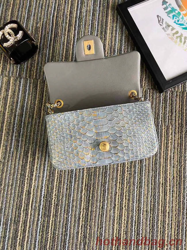 Chanel Original Small Snake skin flap bag AS1116 grey