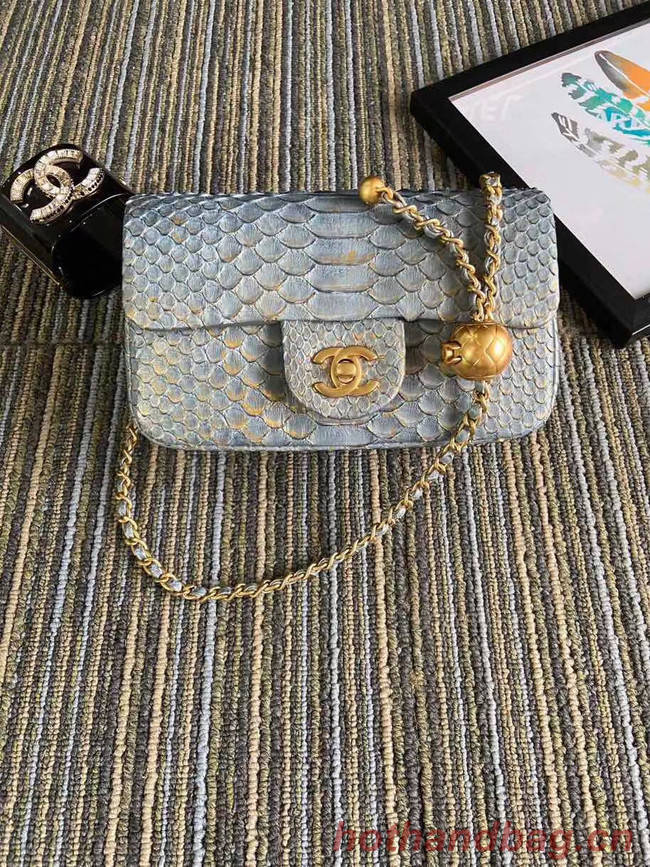 Chanel Original Small Snake skin flap bag AS1116 grey