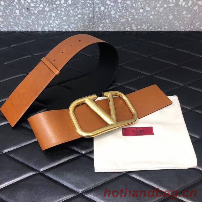 Valentino Leather Belt 3369 brown wide 7.0CM