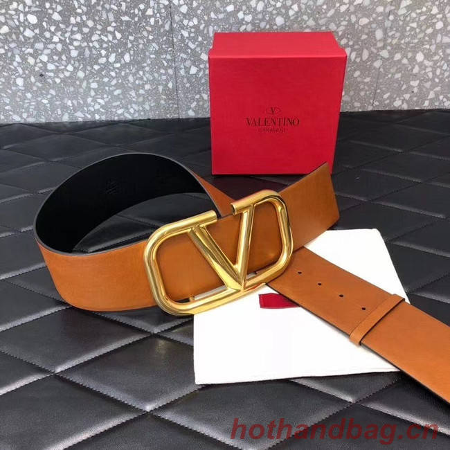 Valentino Leather Belt 3369 brown wide 7.0CM