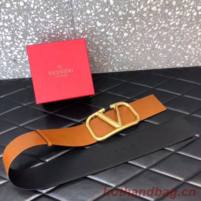 Valentino Leather Belt 3369 brown wide 7.0CM