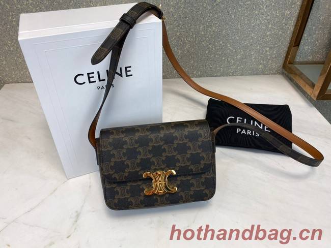 Celine MINI FOLCO BAG IN TRIOMPHE CANVAS CL01503 tan