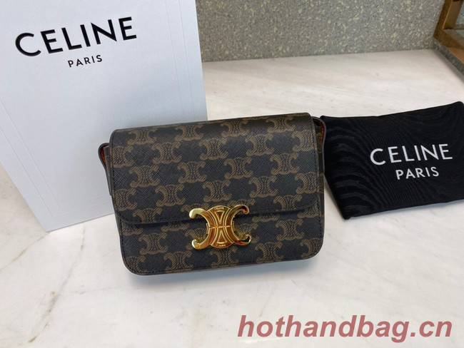 Celine MINI FOLCO BAG IN TRIOMPHE CANVAS CL01503 tan