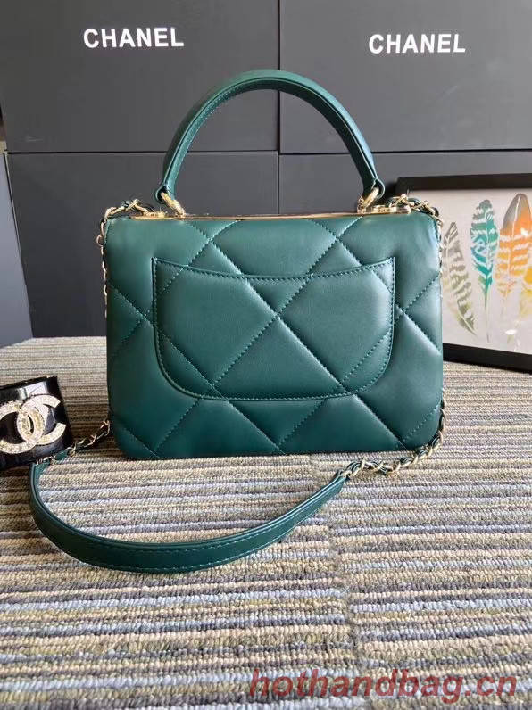 Chanel CC original lambskin top handle flap bag A92236 green&Gold-Tone Metal