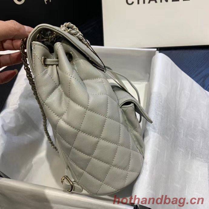 Chanel backpack Grained Calfskin & Gold-Tone Metal AS1371 Gray