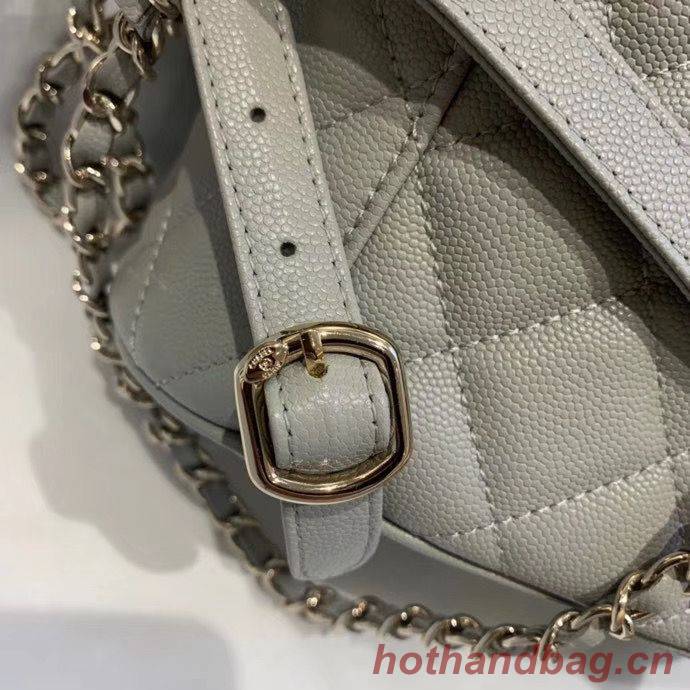 Chanel backpack Grained Calfskin & Gold-Tone Metal AS1371 Gray