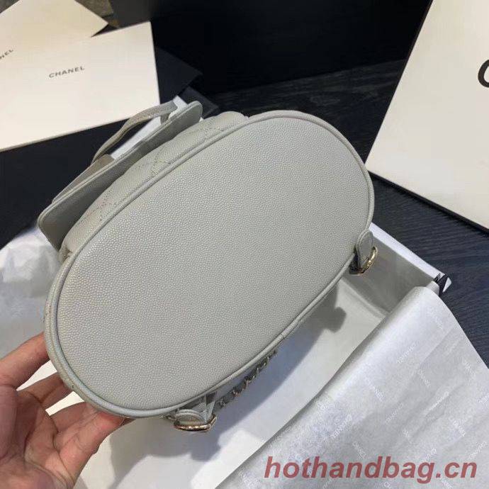 Chanel backpack Grained Calfskin & Gold-Tone Metal AS1371 Gray