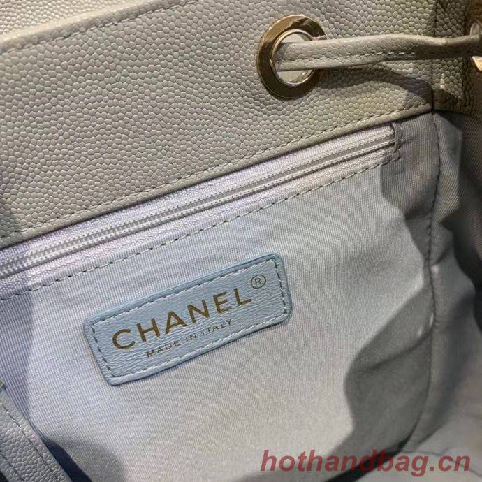 Chanel backpack Grained Calfskin & Gold-Tone Metal AS1371 Gray