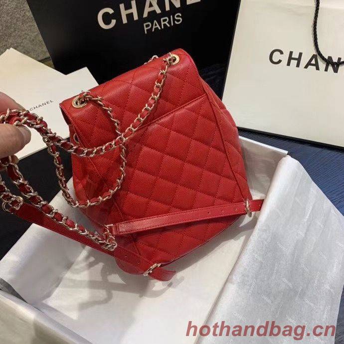 Chanel backpack Grained Calfskin & Gold-Tone Metal AS1371 Red