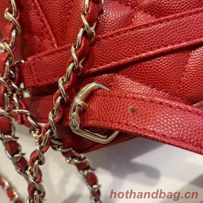 Chanel backpack Grained Calfskin & Gold-Tone Metal AS1371 Red