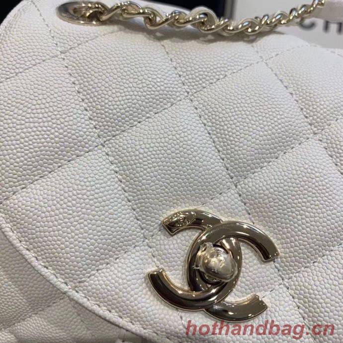 Chanel backpack Grained Calfskin & Gold-Tone Metal AS1371 White