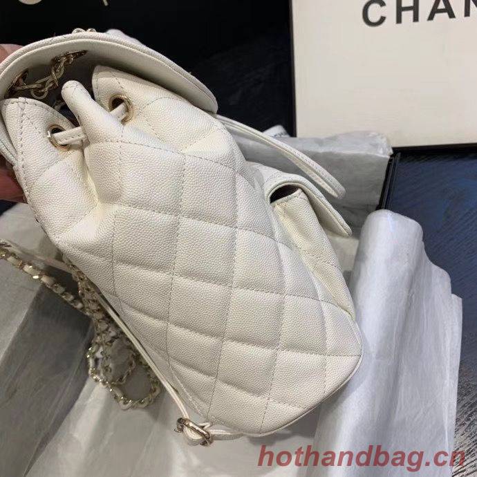 Chanel backpack Grained Calfskin & Gold-Tone Metal AS1371 White