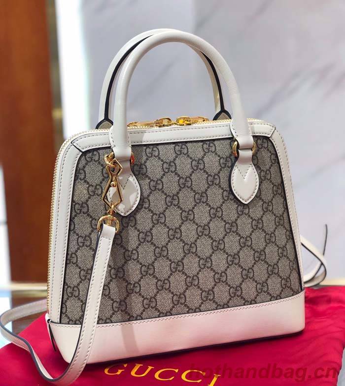 Gucci GG Supreme Canvas Top Handle Bag 621220 White