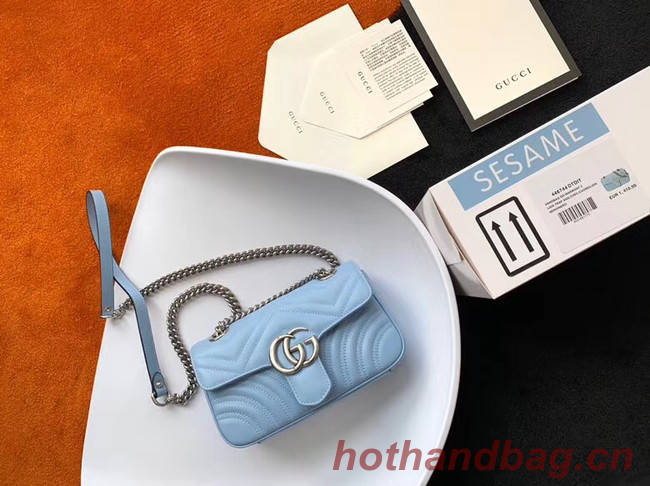 Gucci GG Marmont small shoulder bag 446744 Pastel blue