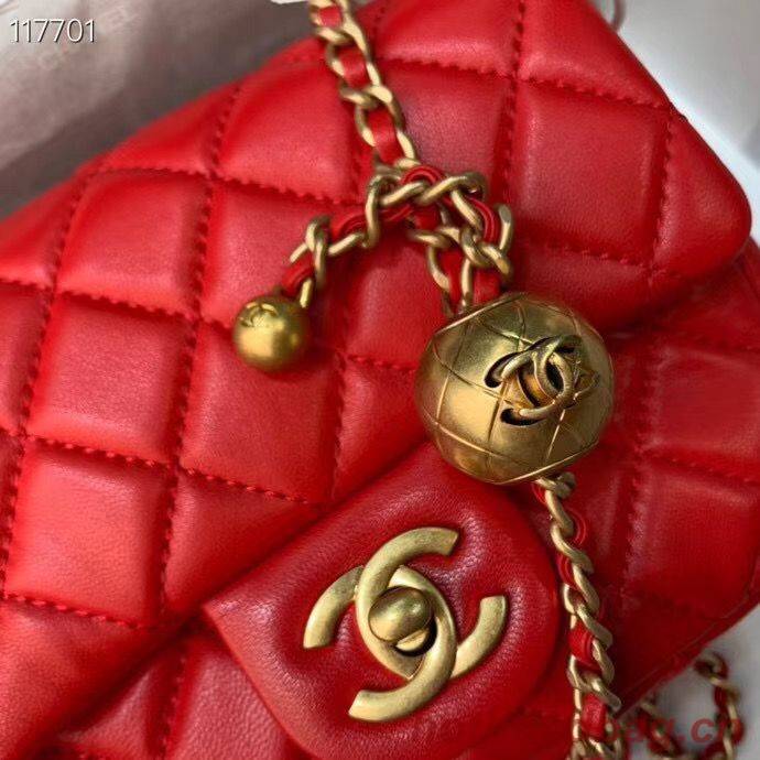 Chanel MINI Flap Bag Original Sheepskin Leather AS1786 Red