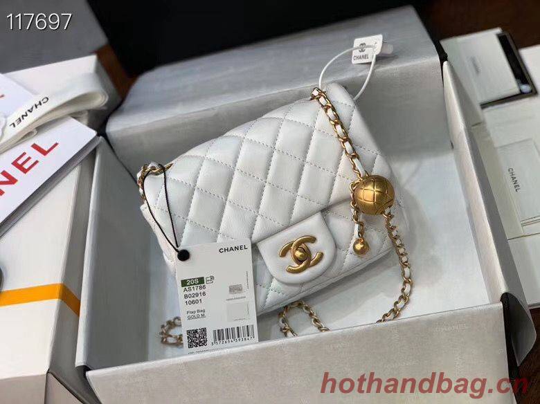 Chanel MINI Flap Bag Original Sheepskin Leather AS1786 White