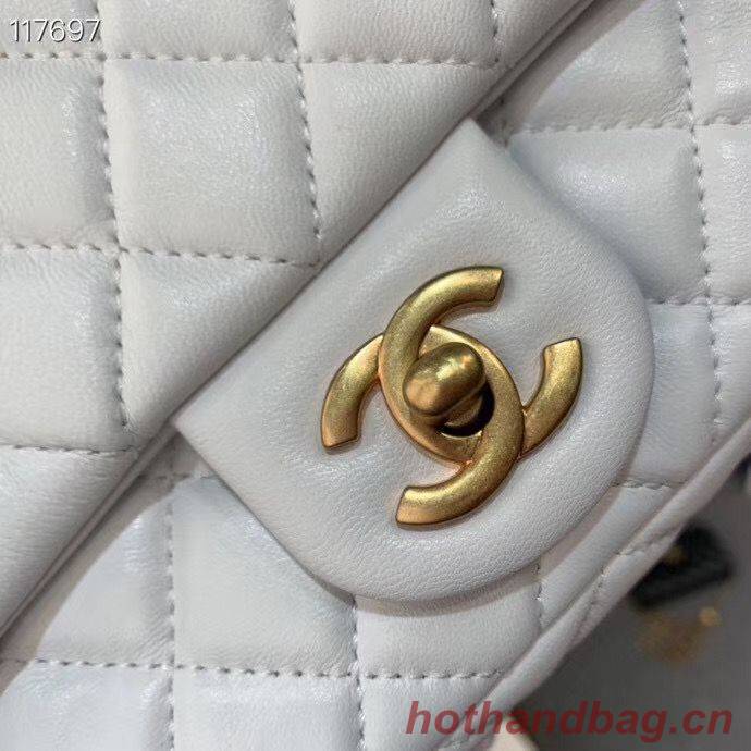 Chanel MINI Flap Bag Original Sheepskin Leather AS1786 White