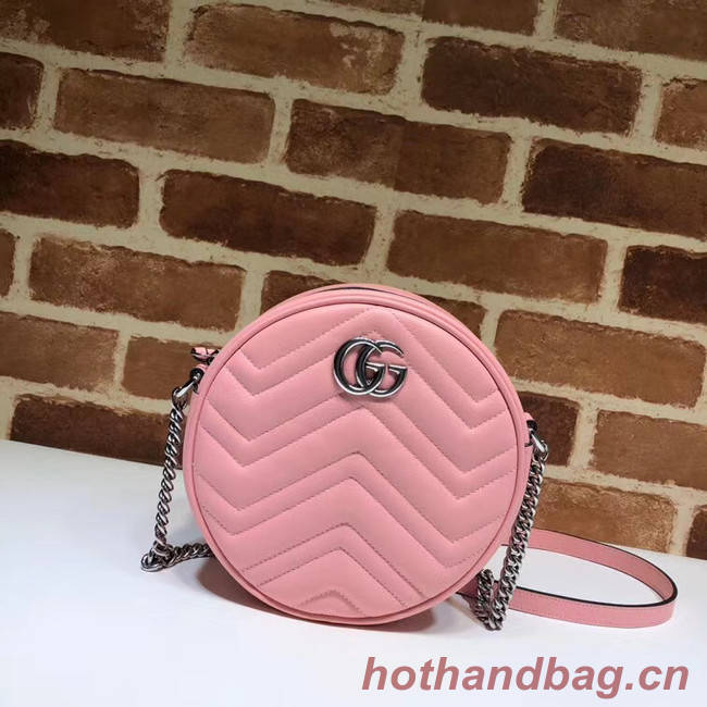 Gucci GG Marmont mini round shoulder bag 550154 Pastel pink