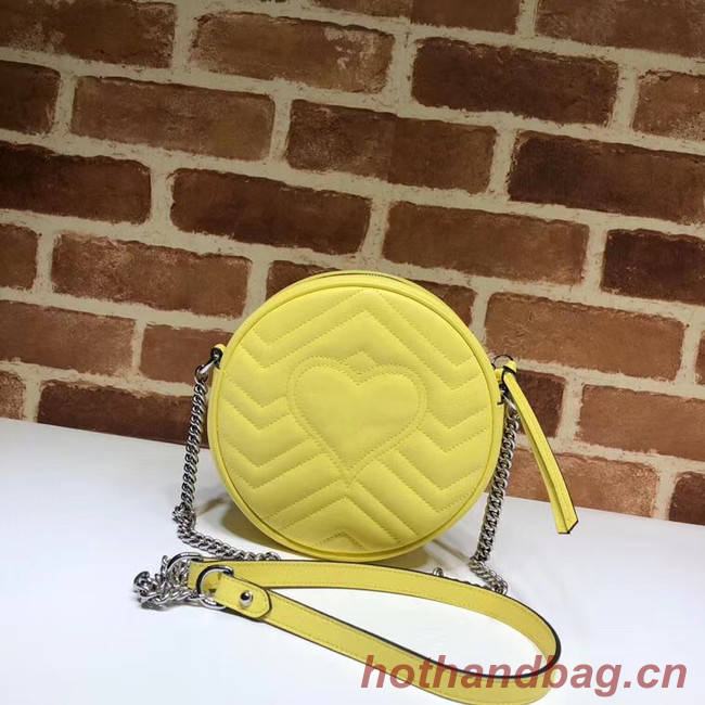 Gucci GG Marmont mini round shoulder bag 550154 Pastel yellow