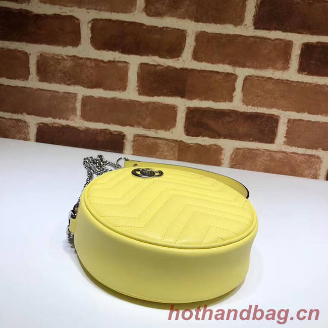 Gucci GG Marmont mini round shoulder bag 550154 Pastel yellow