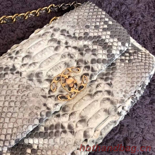 CHANEL 19 Flap Bag Original Snake skin flap bag AS1160 grey