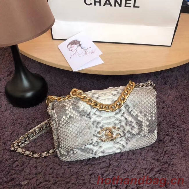 CHANEL 19 Flap Bag Original Snake skin flap bag AS1160 grey