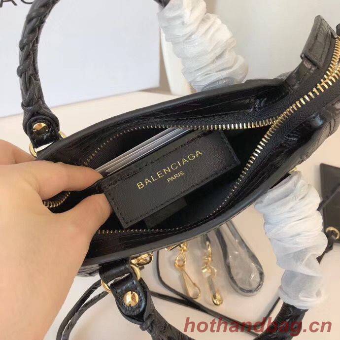 Balenciaga Mini Classic Crocodile Leather Bag B300296 Black