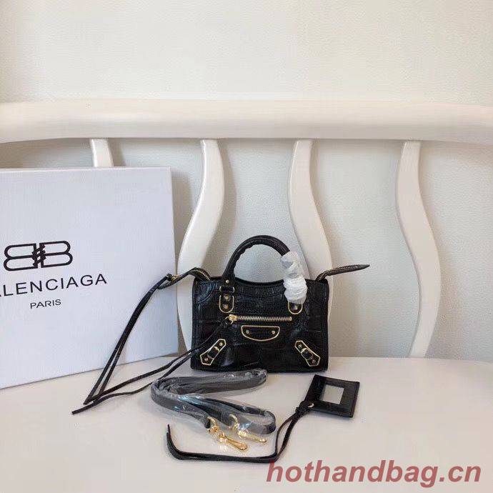 Balenciaga Mini Classic Crocodile Leather Bag B300296 Black