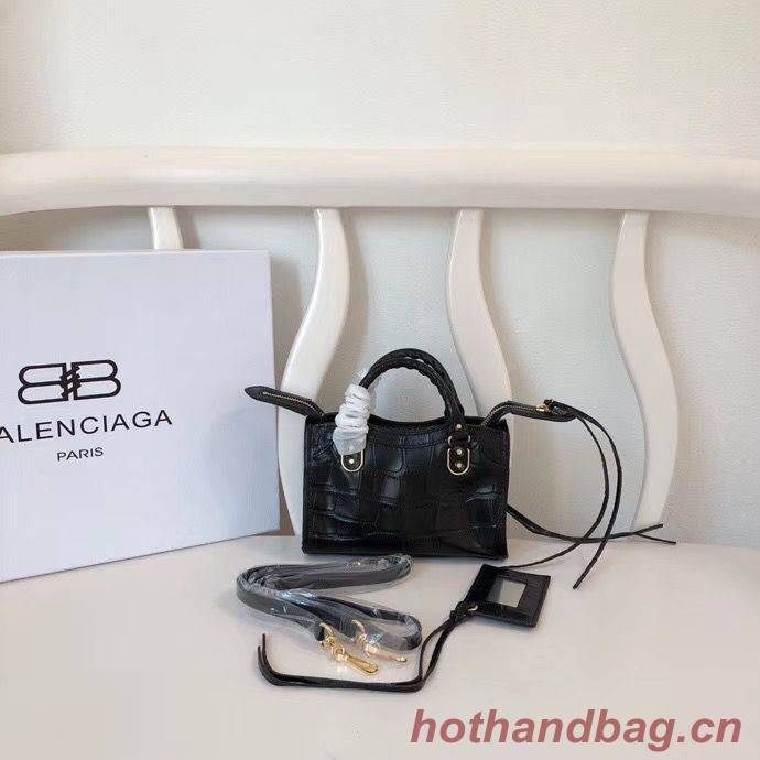 Balenciaga Mini Classic Crocodile Leather Bag B300296 Black