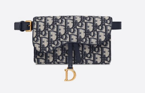 SADDLE BELT POUCH Blue Dior Oblique Jacquard S5619C