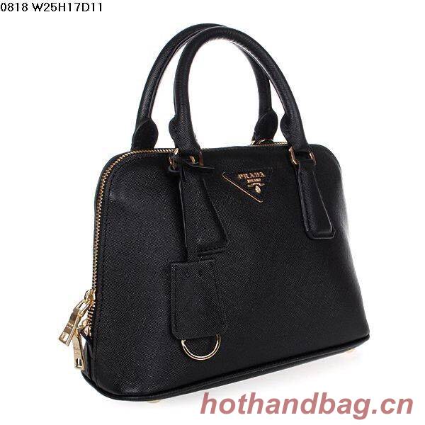 Prada Original Leather Medium Shell Bag P0837 Black