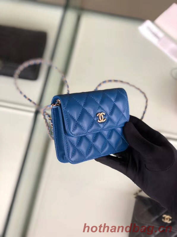 Chanel Sheepskin Original Leather Pocket AP0146 blue