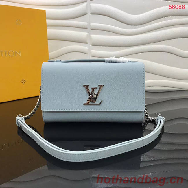 Louis Vuitton Original Grain calfskin LOCKME CLUTCH M56087 sky blue