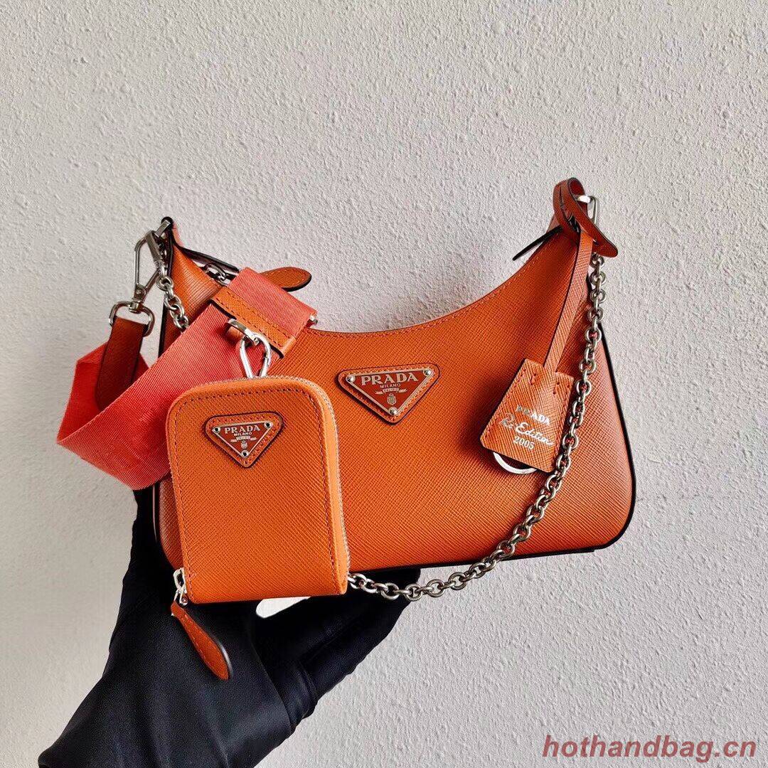 Prada Saffiano leather mini shoulder bag 2BH204 orange