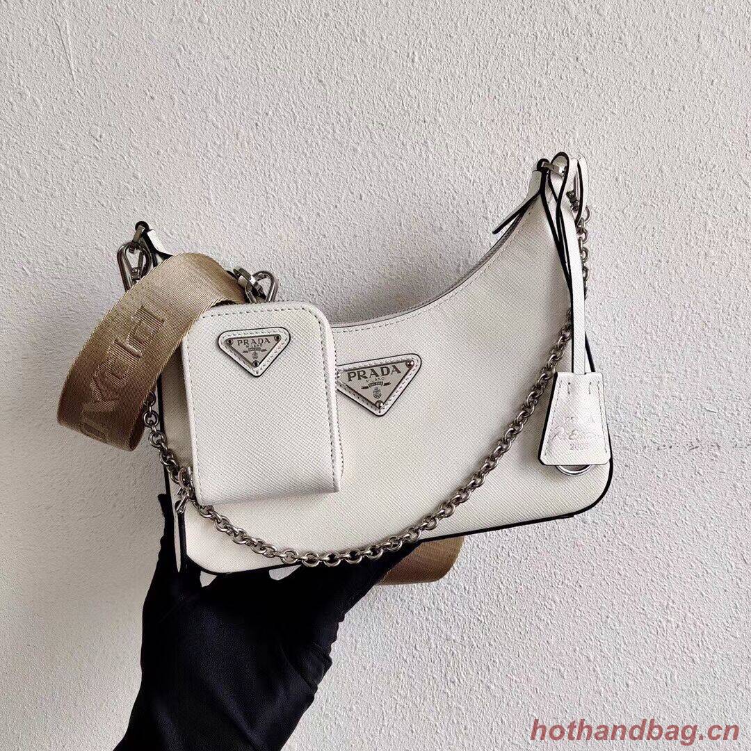 Prada Saffiano leather mini shoulder bag 2BH204 white