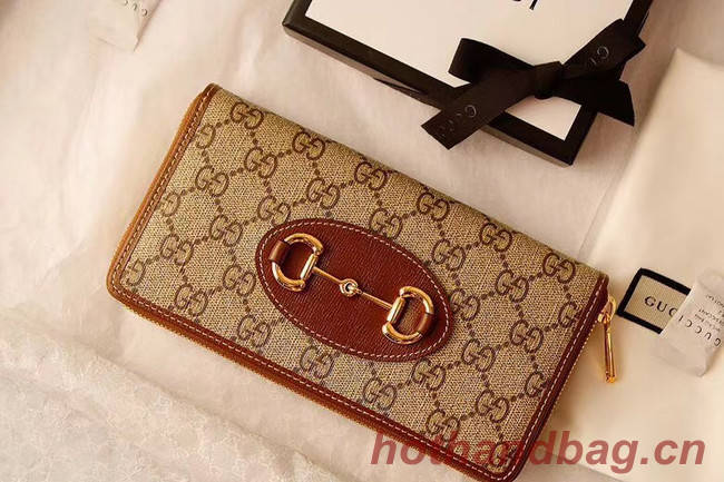 Gucci Horsebit 1955 zip around wallet 621889 brown