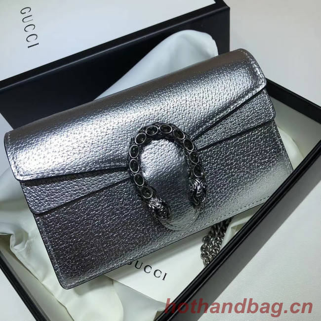 Gucci Dionysus Leather Super mini Bag 476432 silver