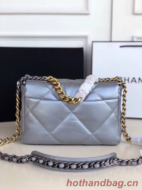 Chanel 19 flap bag AS1160 silver