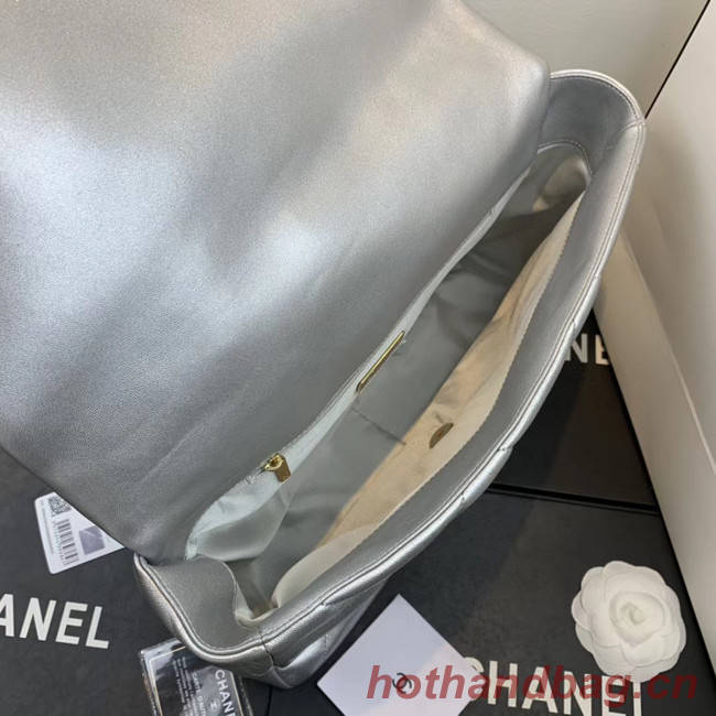 Chanel 19 flap bag AS1161 silver