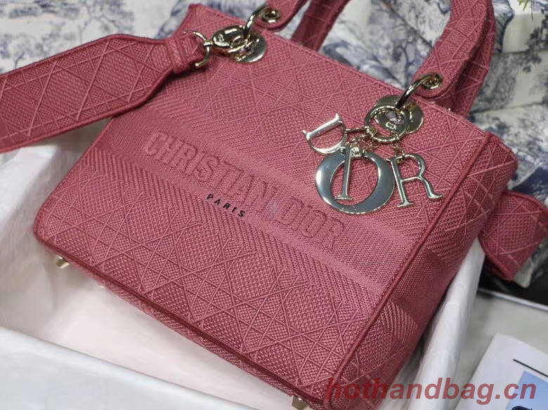 DIOR MEDIUM LADY D-LITE BAG Mallow Rose Cannage Embroidery M0565OREY